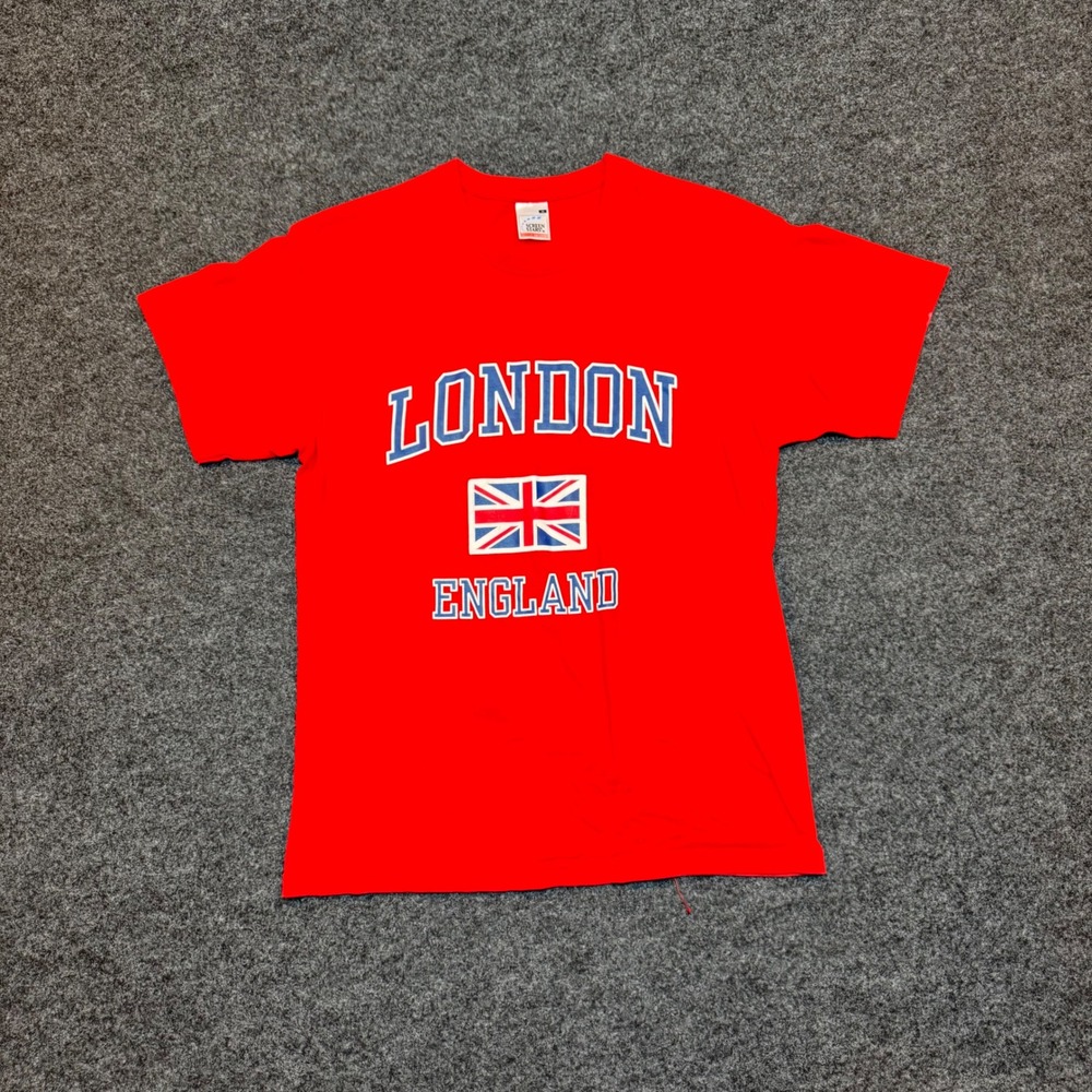 Screen Stars London England Union Jack Graphic T-Shirt Red Medium